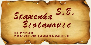 Stamenka Biolanović vizit kartica